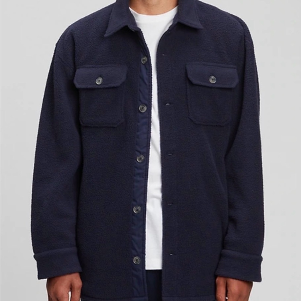 GAP Teen 9 Big Boys 10/12 Navy Blue Shirt Jacket Sherpa fleece soft casual nwot